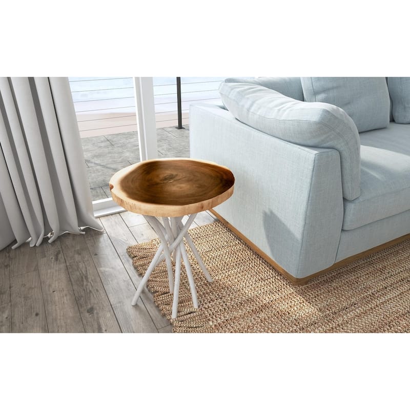 Merrill Solid Teak Wood Stick Base Accent Table by East at Main
