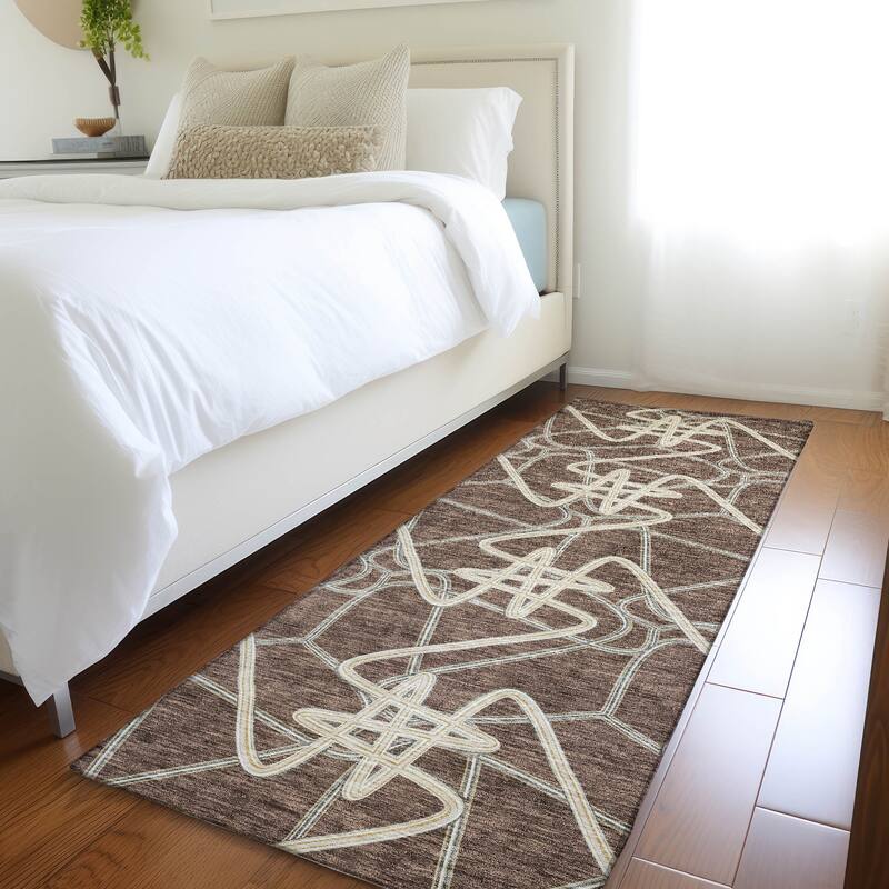 Premium Washable Super Soft Modern Maze Mayfield Rug - Brown - 2'3" x 7'6"