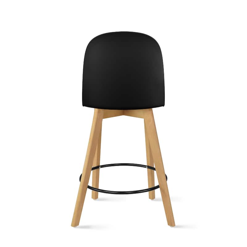 Set of 2 Designer Eiffel Chairs Counter Stools With Backs Side Molded Shell Kitchen Office Dining Dowel Bar Patio