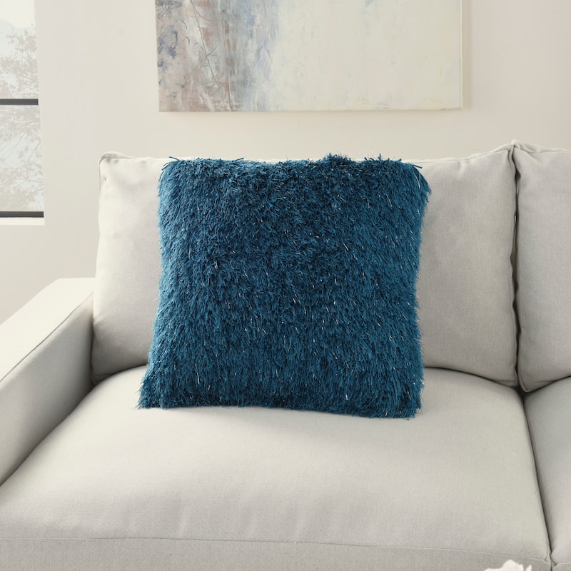Mina Victory Shag Solid Glam Throw Pillow