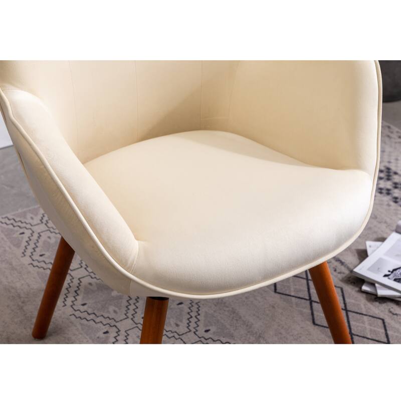 White 30" Polyester Button Tufted Accent Chair