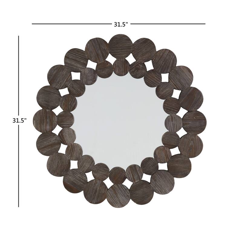 Joshua Dark Brown Reclaimed Wood Round Wall Mirror by iNSPIRE Q Artisan