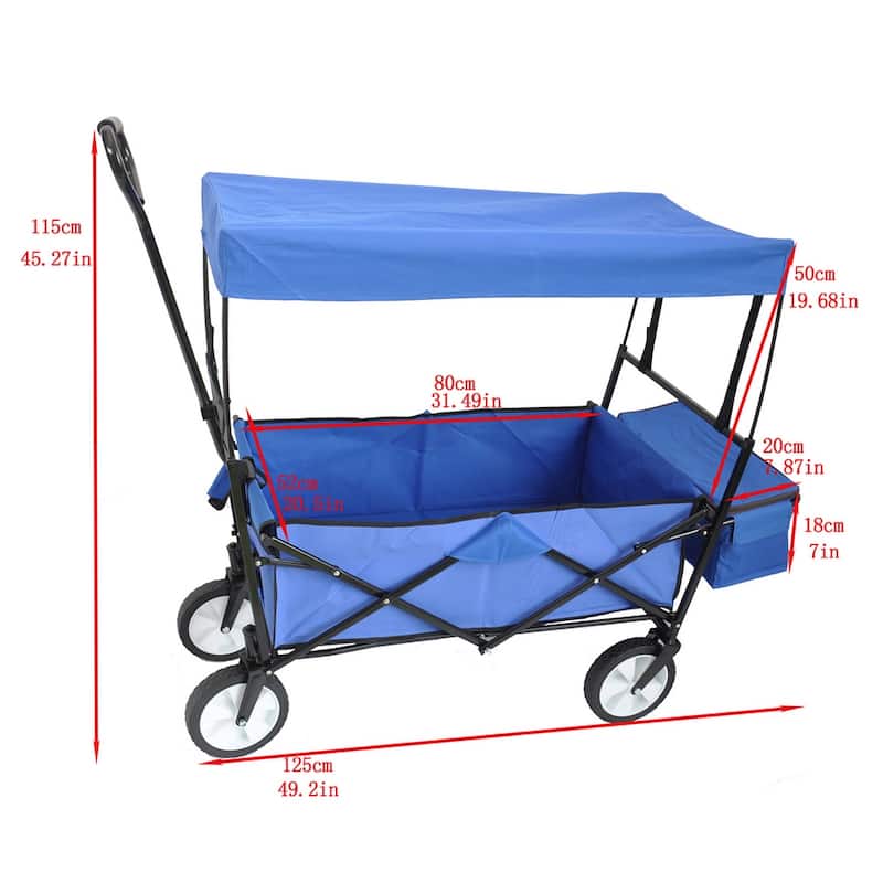 Folding Steel Large Capacity Wagon Garden Cart Shopping Beach Cart