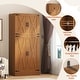 preview thumbnail 7 of 22, Rackcog Wooden Wardrobe with Barn Doors, Farmhouse Closet Storage Cabinet with Hanging Rod