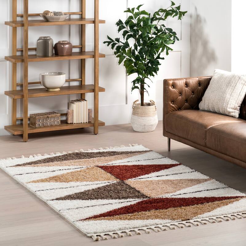 Nuloom Micah Diamond Shag Tassel Area Rug - 4' x 6' - Multicolor - Rectangle