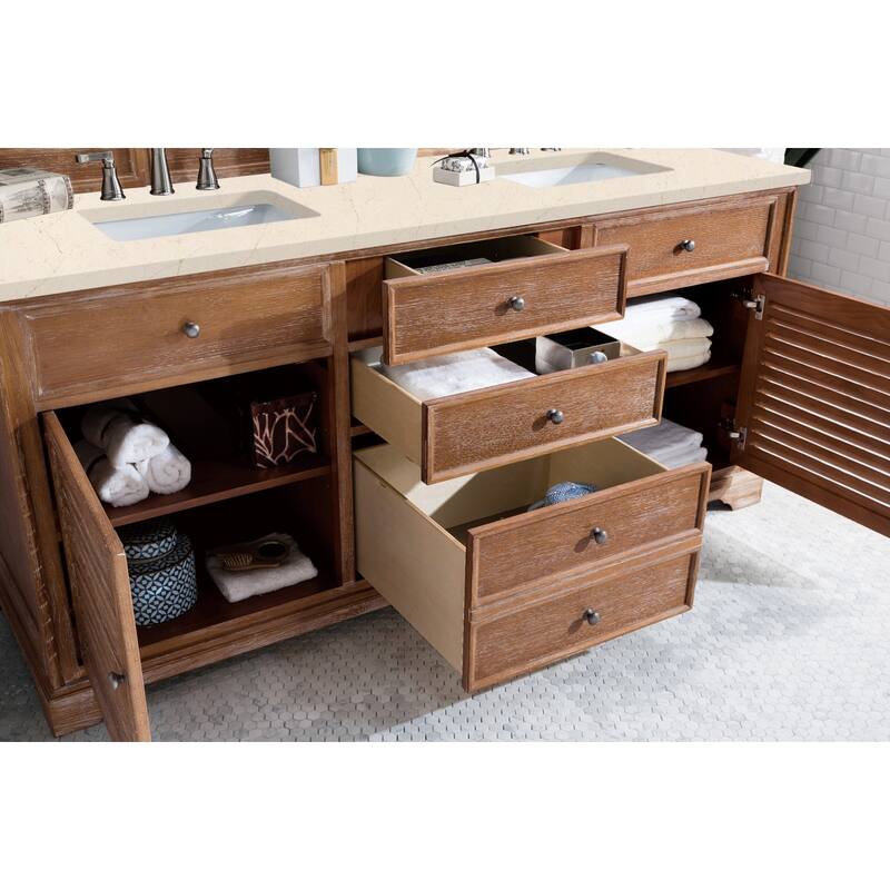 James Martin Vanities Savannah 72" Double Basin Hardwood Vanity Set
