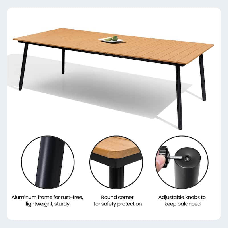 11-Piece Outdoor Aluminum Dining Table and Foldable Adjustable Dining Chairs Set
