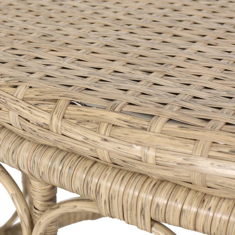 Boho Wicker Weave Coffee Table, 32.5" W - Polyethylene Rattan, Outdoor/Indoor Use