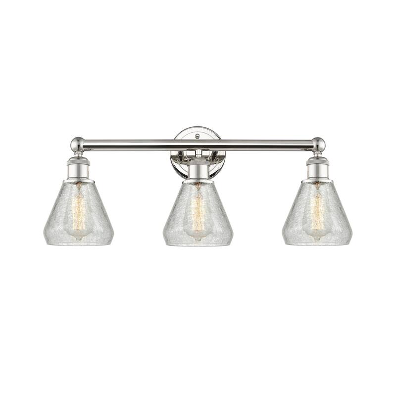 Innovations Lighting 616-3W-13-24 Conesus Vanity Conesus 3 Light 24" - Polished Nickel / Clear Crackle