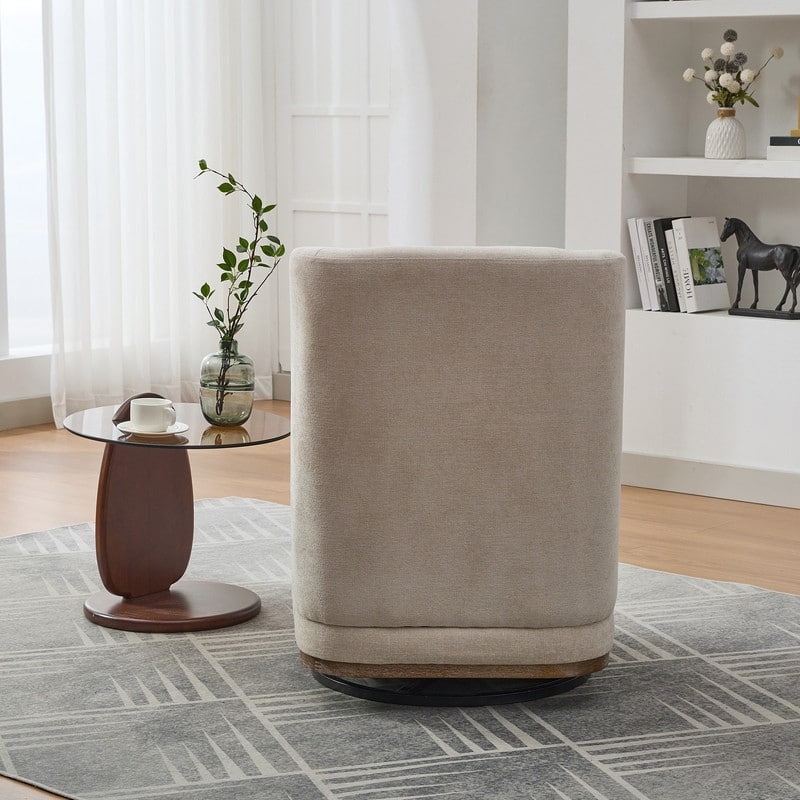 25.2" Wide Modern Chenille Upholstered Armless Metal Base 360° Swivel Chair with Pillow