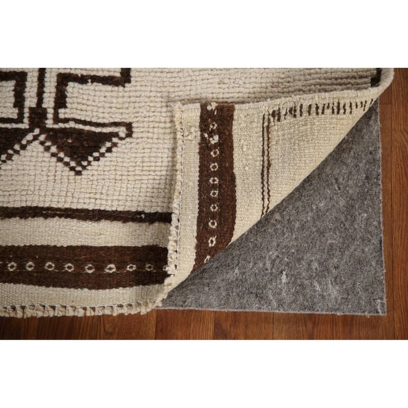 Anatolian Turkish Runner Rug Handmade Beige Tribal Wool Carpet - 3'5"x 12'3"