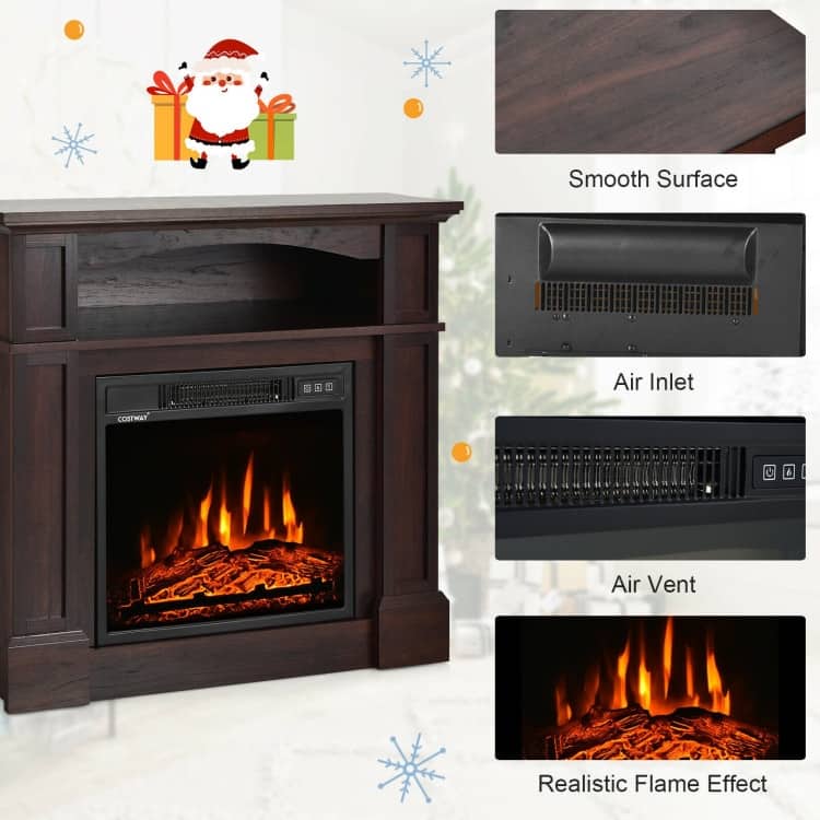 32 Inch 1400W Electric TV Stand Fireplace with Shelf - 13" x 32" x 31"(L x W x H)