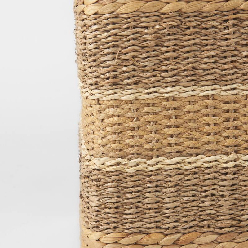 Mercana "Maya" Brown Striped Seagrass Round Coffee Table Pouf