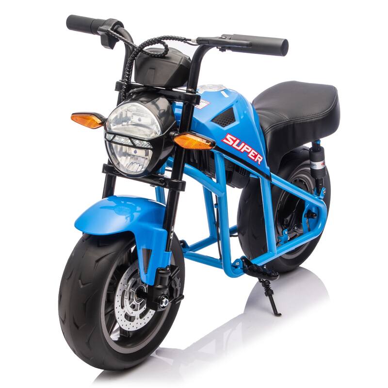Simple Electric Bike Kids Electric Motorcycle Blue 24V Ride-On Motorcycle with Built-in Music & LED Lights - Blue