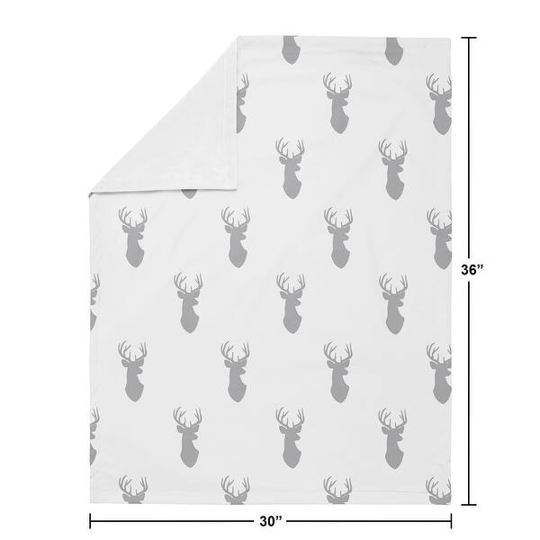 Grey Deer Collection Boy Baby Receiving Security Swaddle Blanket Gray and White Woodland