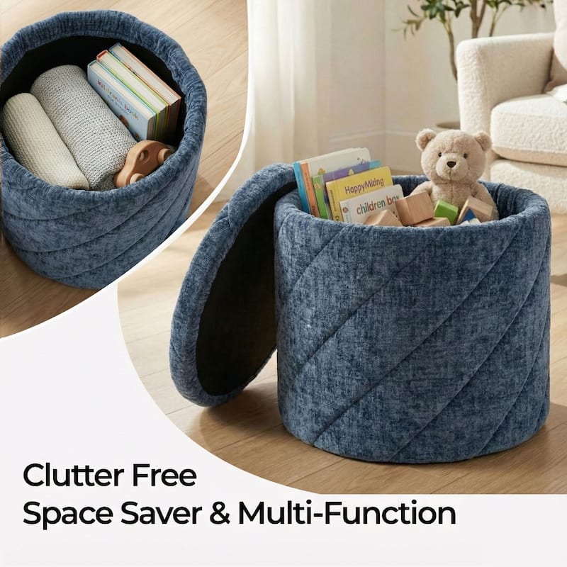 Diagonal Tufted Foldable Storage Ottoman with Reversible Lid