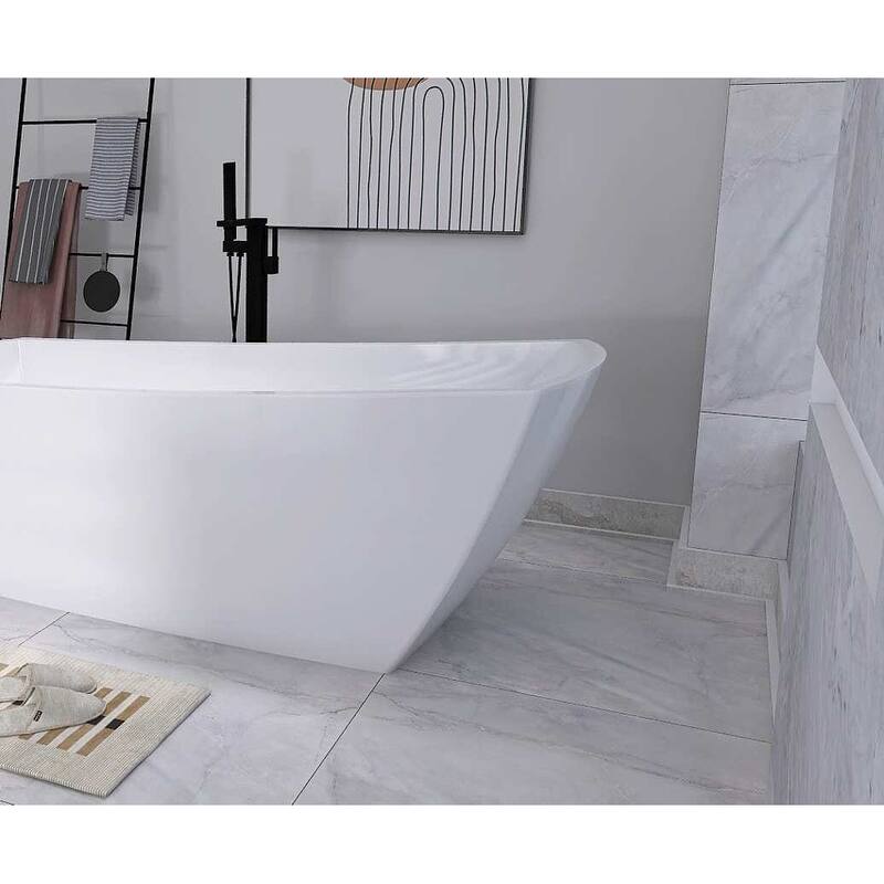 Peter Soaking Single Slipper Rectangular Bathtub in Glossy White
