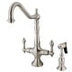 preview thumbnail 1 of 1, Heritage 2-Handle Kitchen Faucet with Brass Sprayer Brushed Nickel