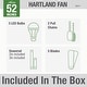 preview thumbnail 4 of 14, Hunter 52" Hartland Ceiling Fan with 3-Light LED Light and Pull Chains - Farmhouse, Transitional
