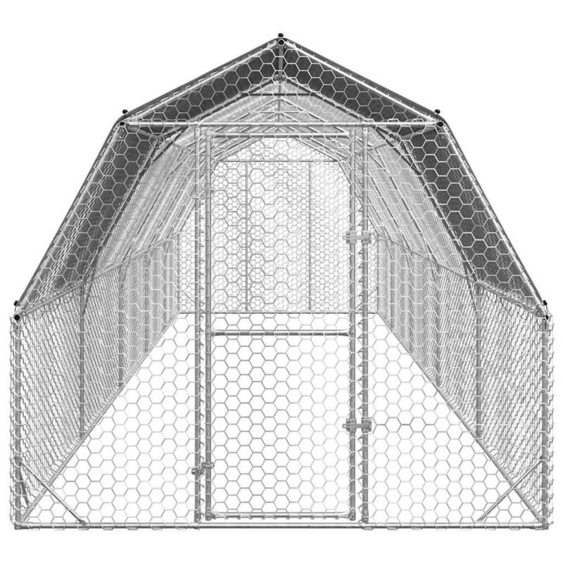 vidaXL Chicken Run Grey Galvanized steel Large Durable Chicken Run - 393.7 x 98.4 x 88.6