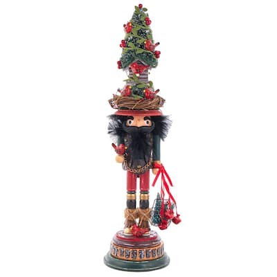 Kurt Adler 19.5-Inch Hollywood Cardinal in Tree Hat Nutcracker - Red