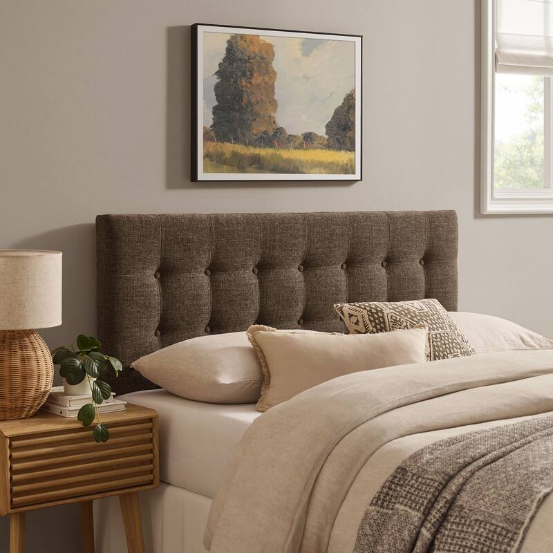 Emily Upholstered Fabric Headboard - Mocha - Queen