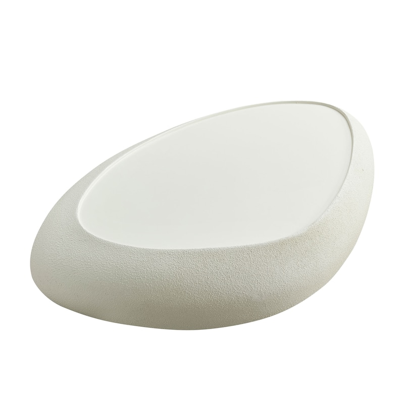 47.24" Fiberglass Oval Faux Matte Rocks Coffee Table