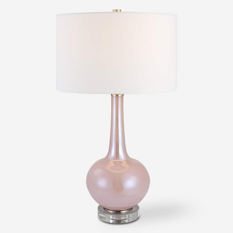 Glass Table Lamp with Crystal Foot - 29"