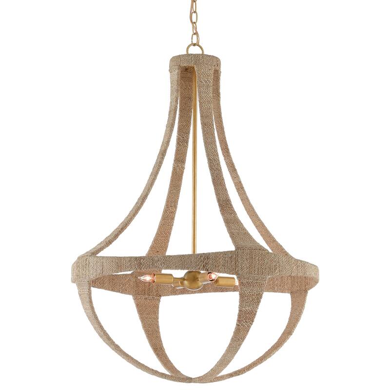 Currey & Company Ibiza Chandelier - 39.5"h x 28"dia - 39.5"h x 28"dia - Natural/Dark Contemporary Gold Leaf