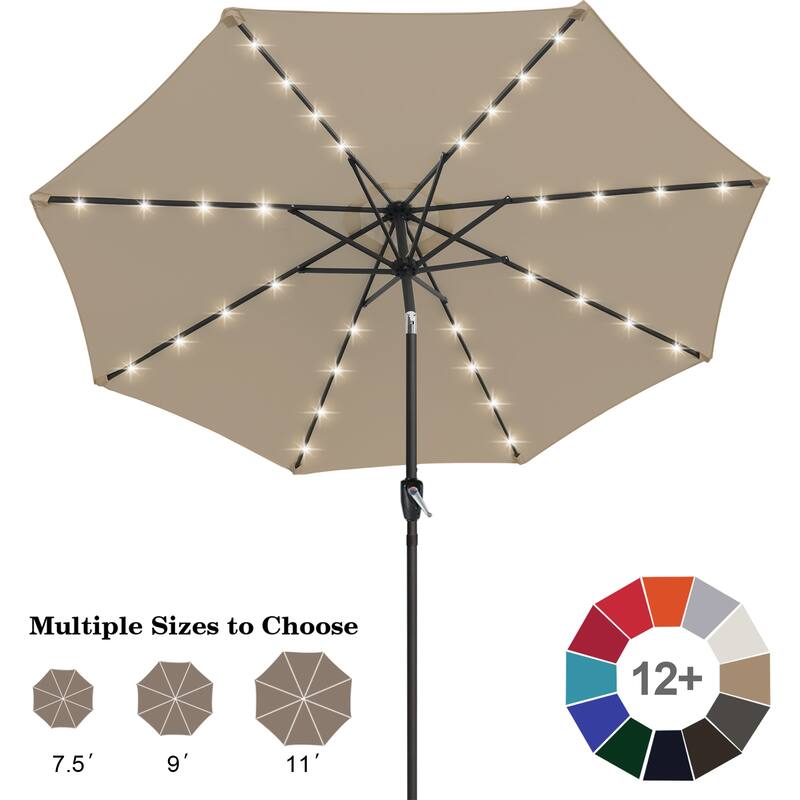 ABCCANOPY 10.5FT Outdoor Patio Solar Umbrella with 32LED Lights