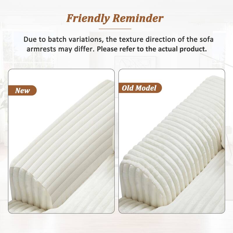 129" Oversized U-Shaped Sectional Sofa with Chaise Lounge, Soft Corduroy Upholstery and Pillows for Living Room