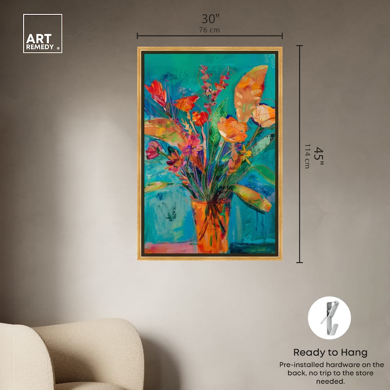 Art Remedy Bold And Bright Flower Vase Framed Flowers In Vase Paintings