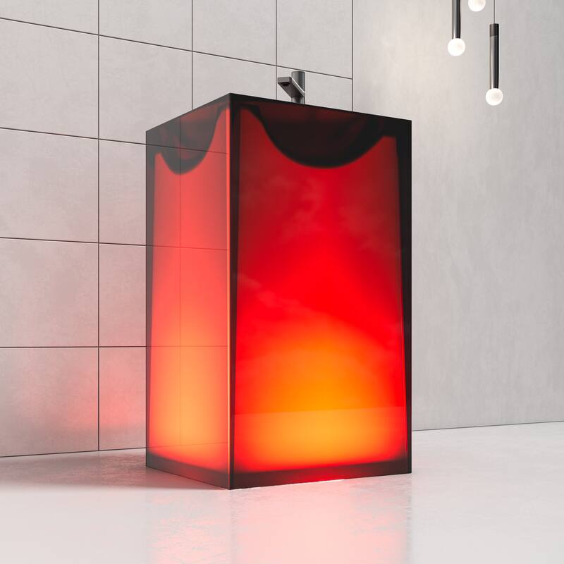 Vanity Art 33.5" Height Stone Resin Pedestal Freestanding Bathroom Sink Hand Wash Basin - 19.69" L x 17.72" W x 33.46" H