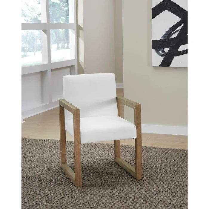 Seabourne Modern Upholstered Dining Side Chair & Arm Chair in White Pearl & Bisque