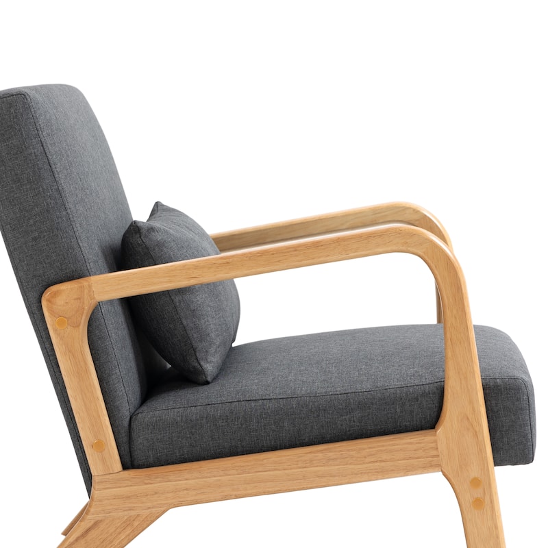 Briston 2 Set Mid Century Modern Wood Accent Chairs with pillow