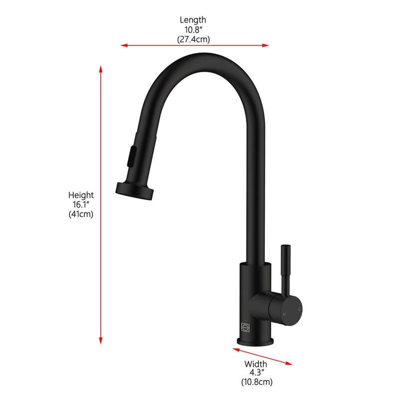 Elegant Lighting FAK-309 Sem 1.8 GPM Single Hole Pull Down Kitchen