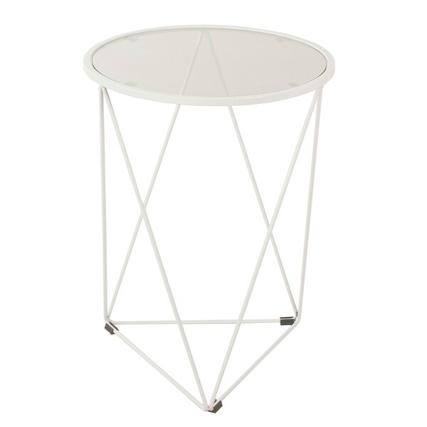 Shop HomePop Metal Accent Table Triangle Round Glass Top On Sale