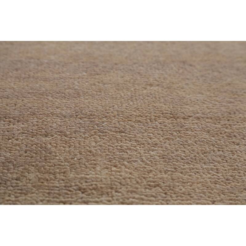 Hand Knotted Oriental 100% Wool Carpet Modern Solid Brown Gabbeh Area Rug - 14' 2'' X 10' 3''