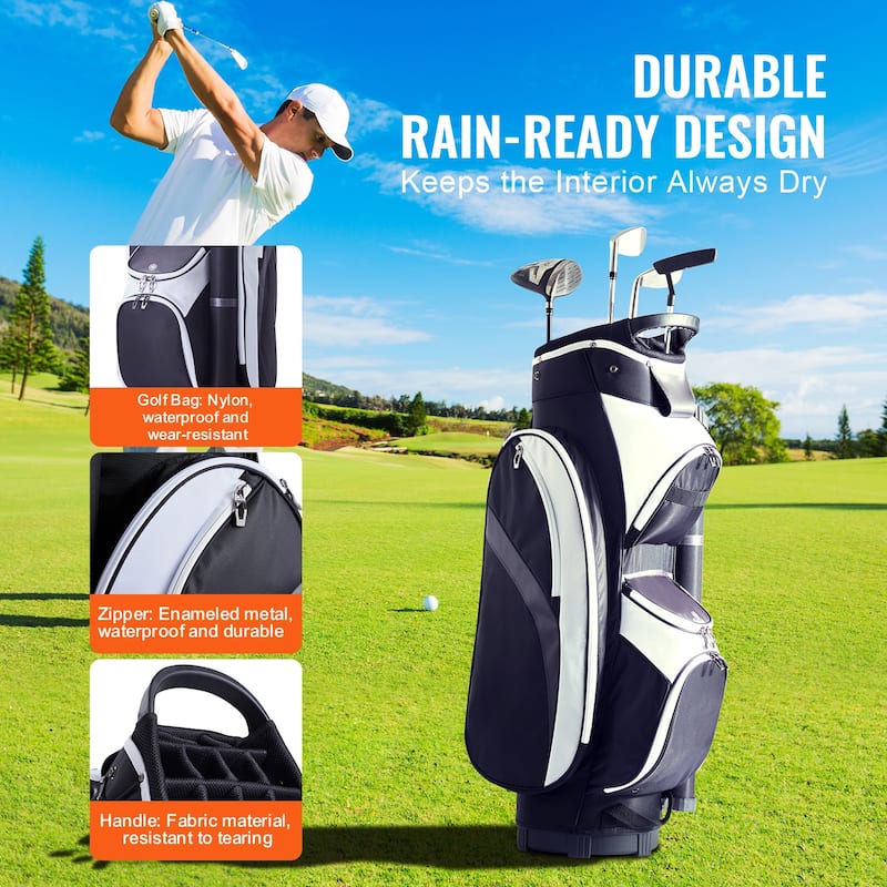 Golf Cart Bag with 14 Way Organizer Divider Top, Durable Golf Bags with Handles & Dust Cover & Detachable Straps for Men & Women
