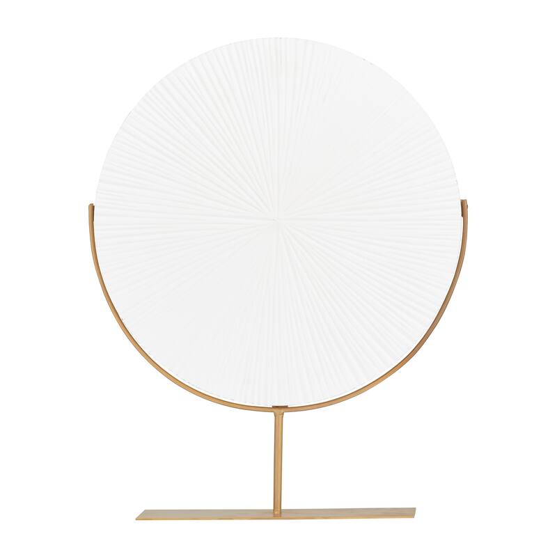 Metal Wood Starburst Carved Sculpture with Stand - Gold, Black, White - CosmoLiving by Cosmopolitan