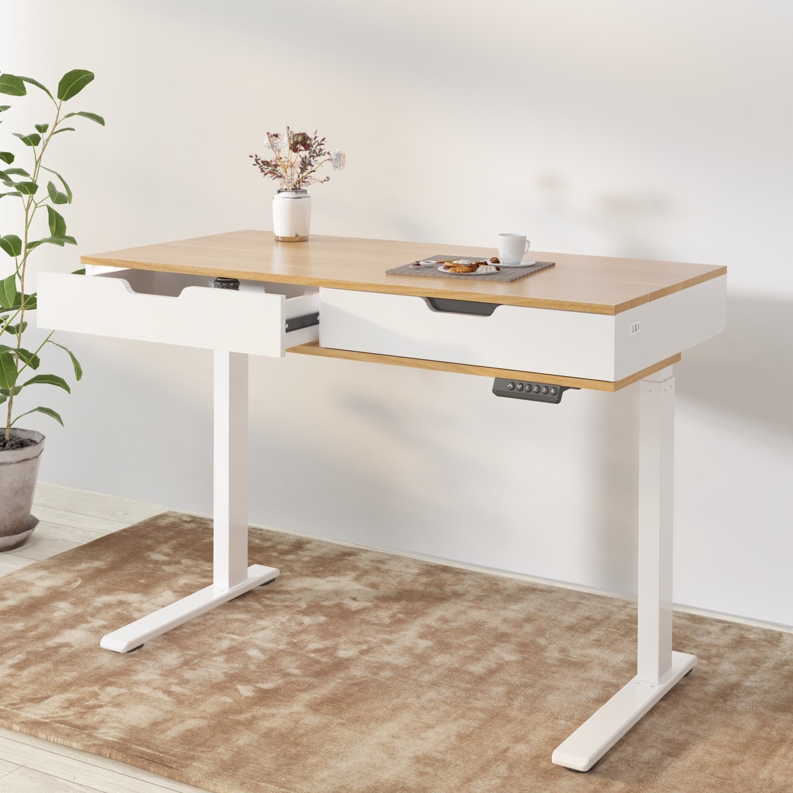 adjustable desk with storage