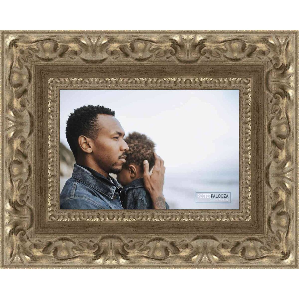 11x17 Distressed/Aged Antique Gold Complete Wood Picture Frame with UV Acrylic, Foam Board