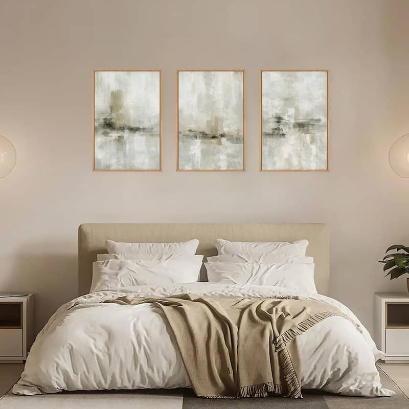 Neutral Abstract Wall Decor, Modern Beige Gray Wall Painting