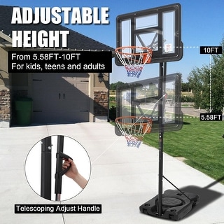 Backyard Driveway Indoor Outdoor Adjustable Basketball Hoop for Adults