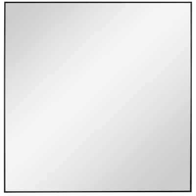 Square Framed Sleek Wall Mirror - 29" - Black