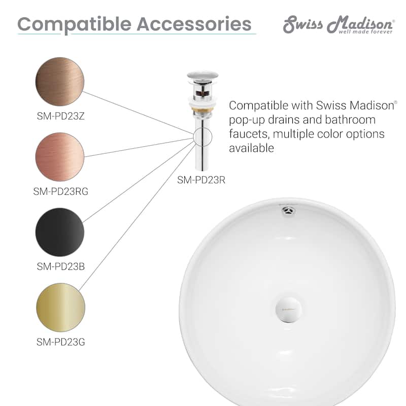 Swiss Madison Sublime® Round Ceramic Bathroom Vessel Sink Bowl
