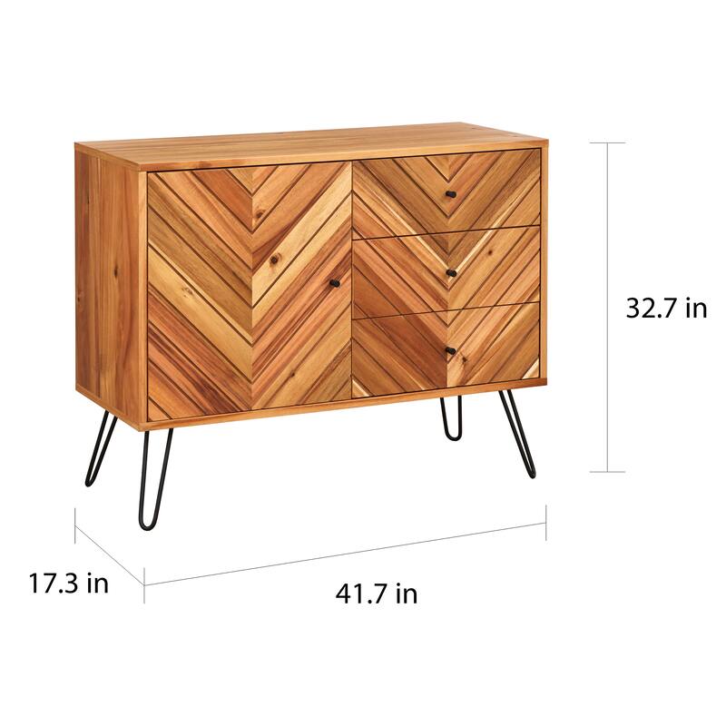 Lifestorey Alexandria 1-door/3-drawer Oak Brown Mid-Century Buffet/Sideboard