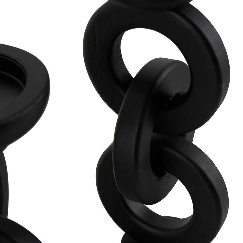 White or Black Wooden Chain Link Candle Holder (Set of 3)
