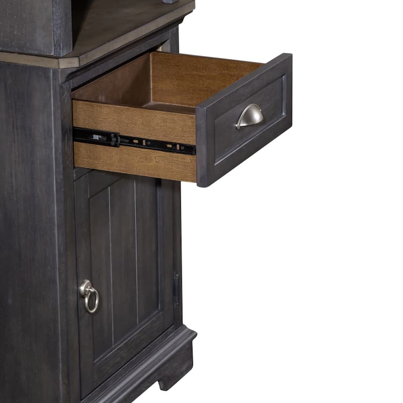 Ocean Isle Slate & Weathered Pine Entertainment Center with Piers