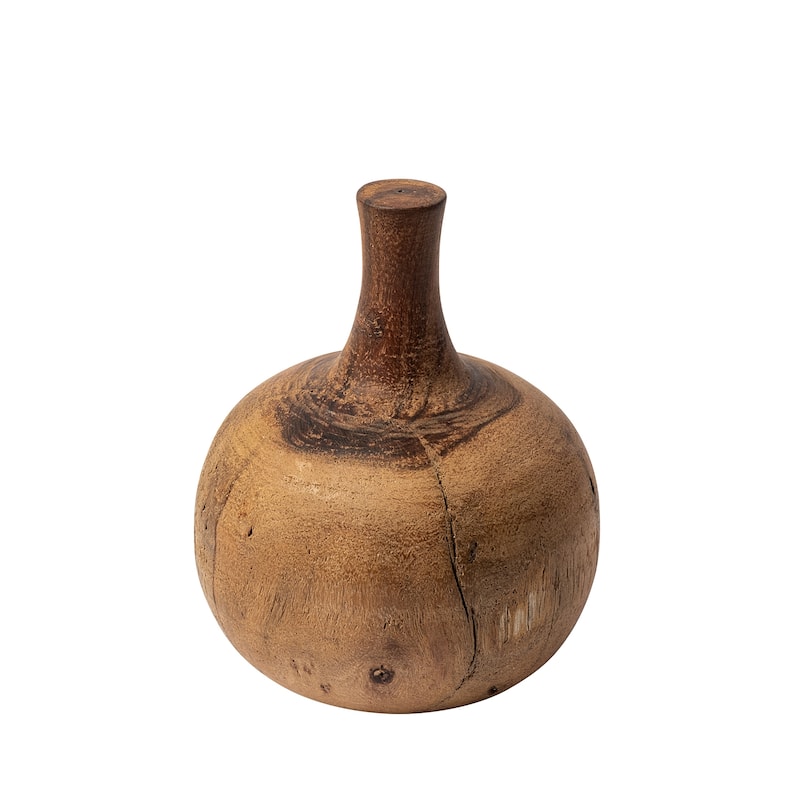 Afra Large Solid Wood Vase Shaped Decorative Object - 6.5L x 6.5W x 8.0H - Brown